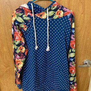 New Navy Floral Dot Hoodie